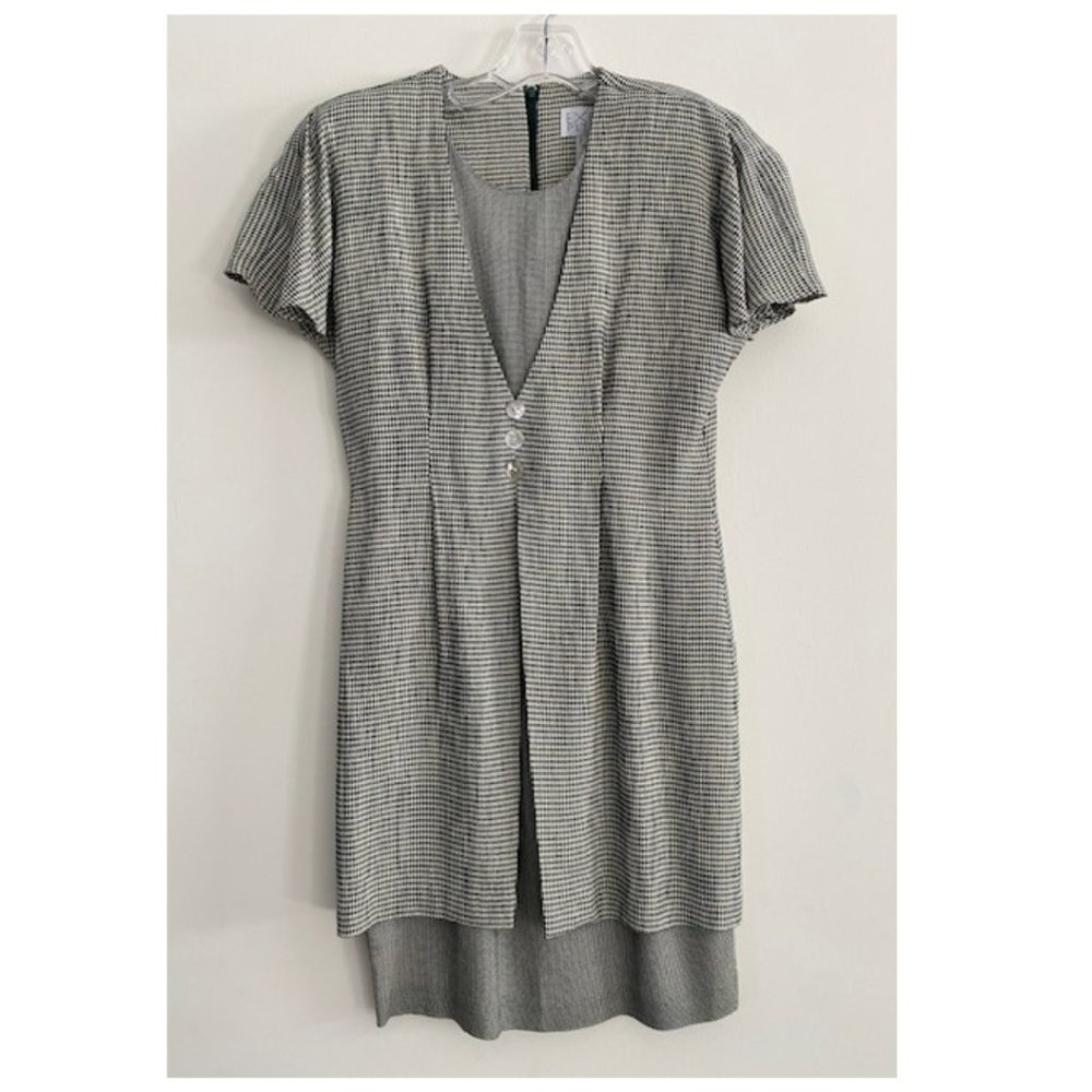 Midi Dress Expo Petite Houndstooth Dress - Size 4 Petite, Pre-owned
